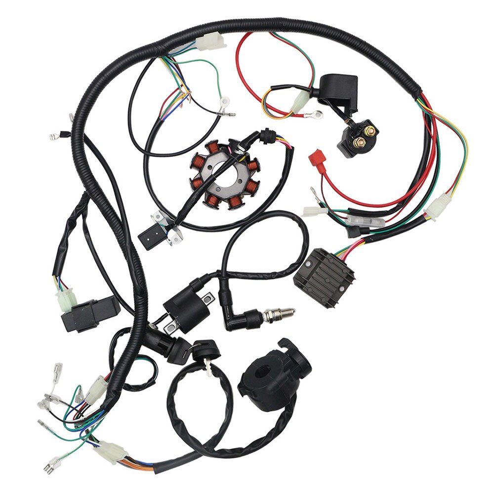 Komplet ledningsnet kit wire væv elektrisk stator spole cdi til atv quad 4 buggy 150cc 250cc go kart snavs pit cykler