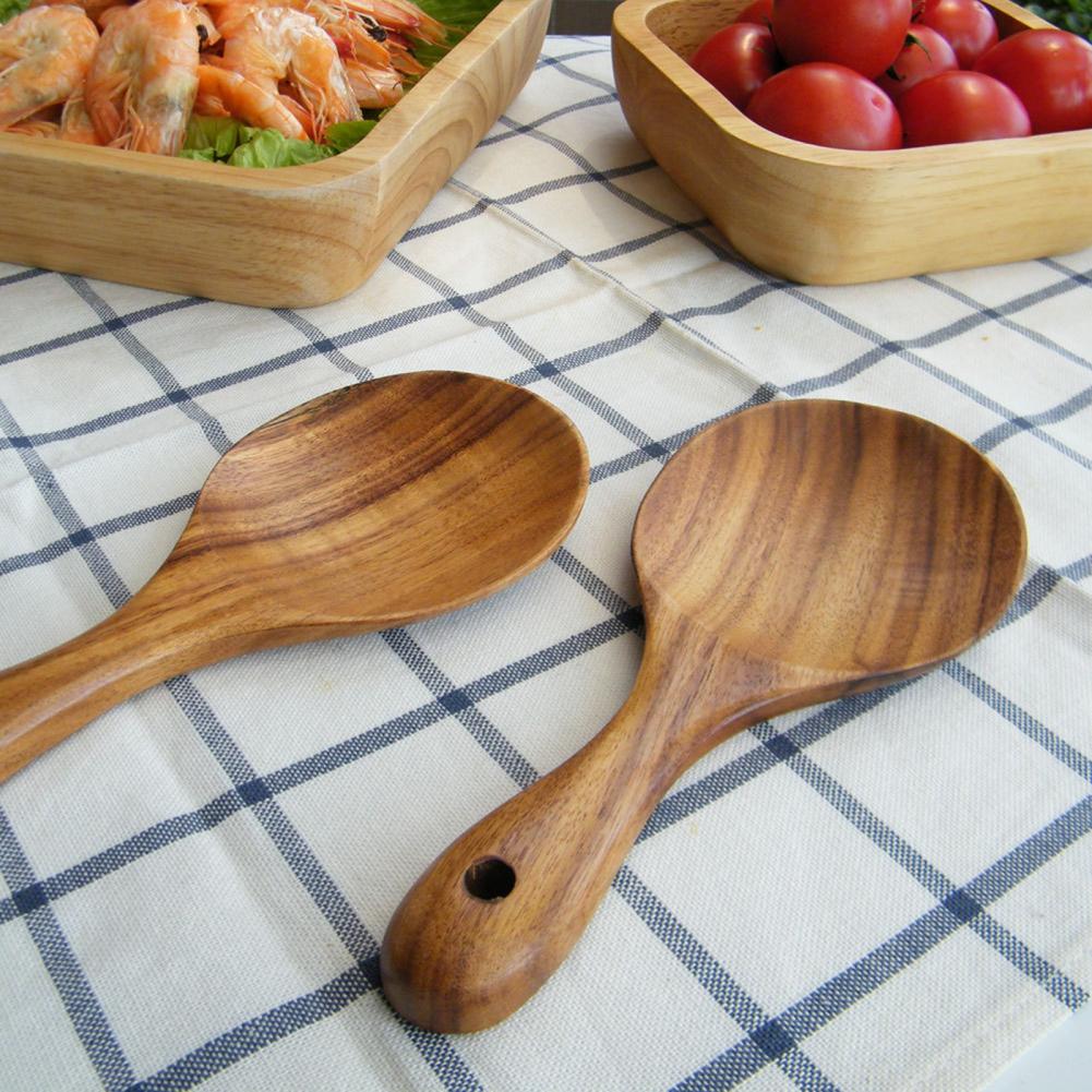 Short Handle Exquisite Practical Kitchen Wooden Rice Spoon Sturdy Rice Scoop Eco-friendly for Cooking