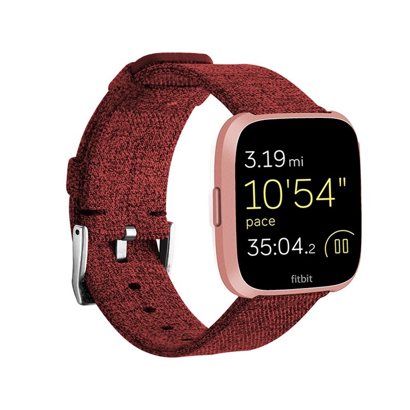 Lerretstropp til fitbit versa bånd erstatning stabil klokkerem på passe bit versa 2 vesa lite armbånd smart armbånd pulseira: Rød