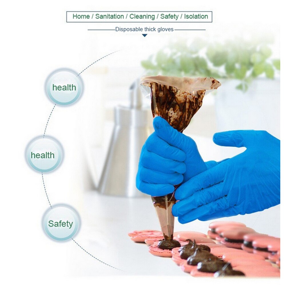 100 stuks comfortabele rubberen wegwerphandschoenen voor mechanisch laboratoriumgebruik, nitril, blauwe zachte werkhandschoenen
