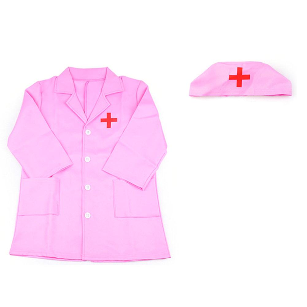 Tenue enfant jeu de rôle deguisement docteur salopette robe blanche uniforme infirmier: Pink