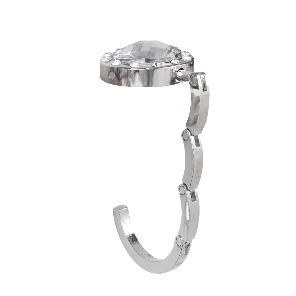 HILIFE Crystal Alloy Desk Hanger Table Hook Round shape for Hanging Portable Foldable Hangbag Hook Purse Bag Hook Holder: White