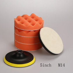 SPTA 3 5 6 7 Inch Car Waxing Sponge Kit Polishing Pads Soft Edge Backing Plate Grinding Buffing Sponge Waxing Polisher Foam Pads: 5inch M14 Mix Set