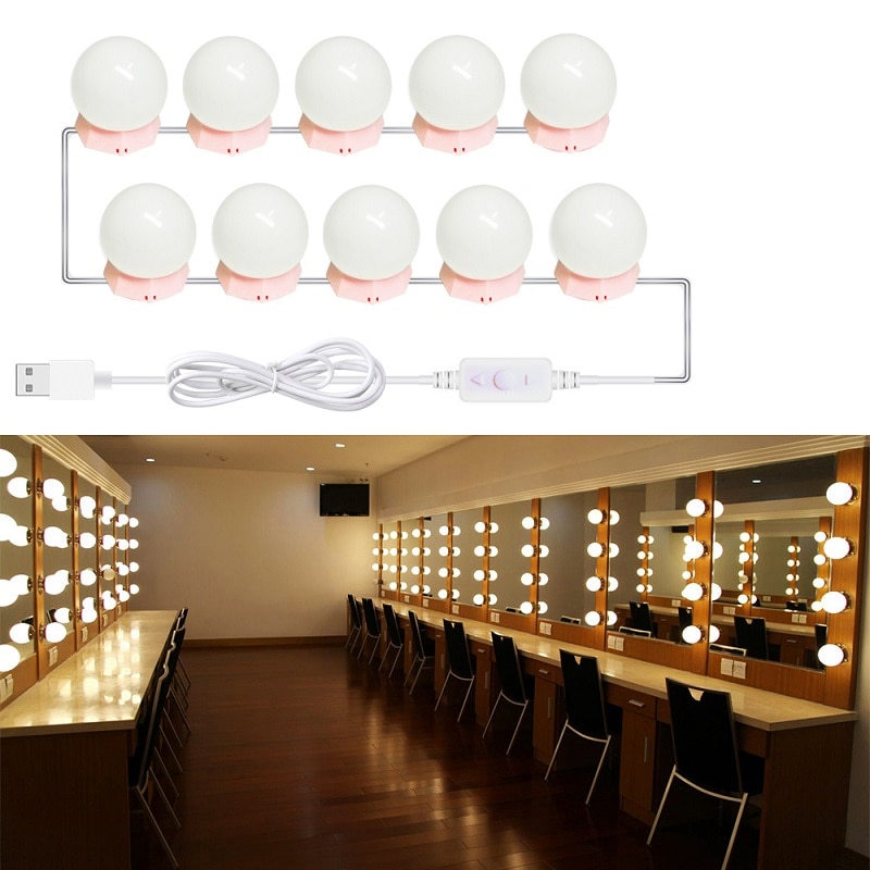 Bombilla LED para espejo de baño de Hollywood, 5V, luces Led para espejo de tocador, Kit de 6, 10 y 14 bombillas para tocador de maquillaje
