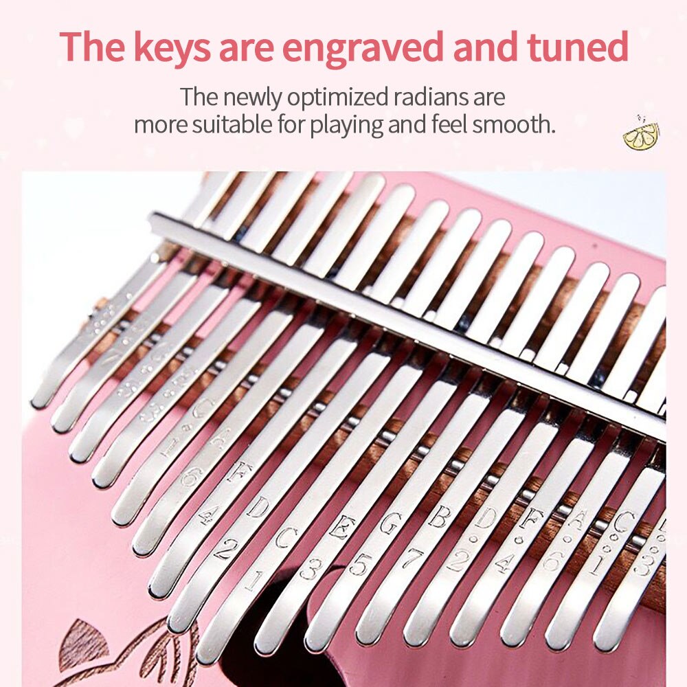 17 Key Mahogany Pink Thumb Piano Finger Instrument Pink Portable Finger Piano For Beginner Portable Piano Africa Finger Piano