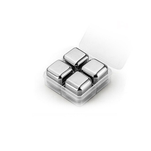 Stainless Steel Ice Cubes Bucket Bar KTV Magic Vodka Whiskey Stone Wine Whisky Beer Cooler Holder Chiller Tool: 4 pcs