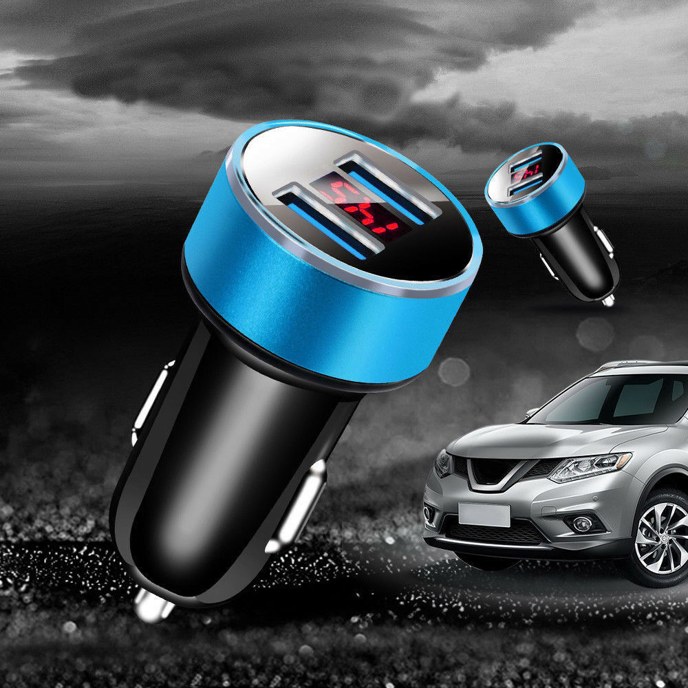 Car Charger With Lights Digital Display 3.1A 5V Auto Charger For Vehicle Charging In Red Digital Display