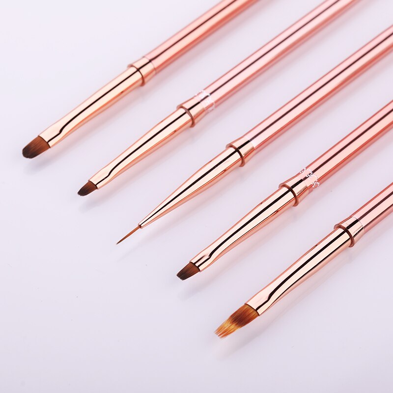 1 stk uv gel liner negle børste rosa guld farve maleri tegne pen pensel bærbart pen håndtag nail art værktøj gør det selv