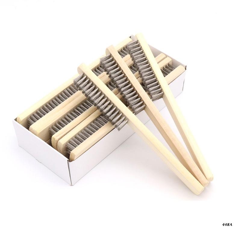 Wire Brush Set for Cleaning 3-Pack Multi Purpose Wood Handle Stainless Steel Wire Scratch Brush for Heavy&amp;Light Cleaning