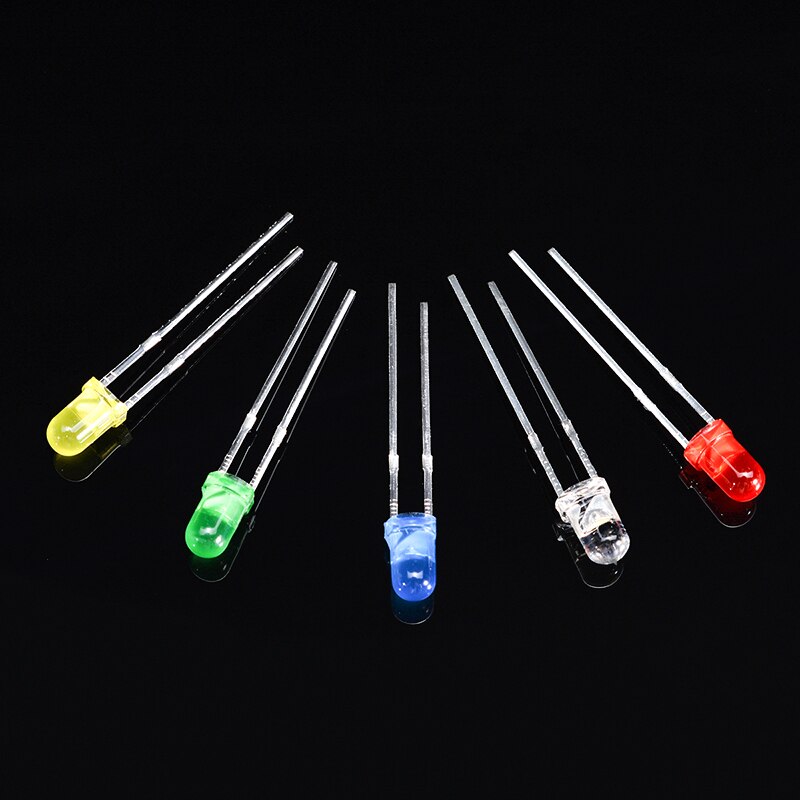 100/200/300 3mm/5mm LED Diode 5 mm Assorted Kit White Green Red Blue Yellow DIY Light Emitting Diode