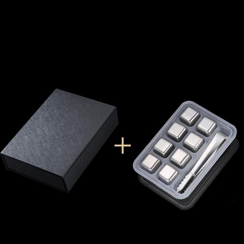 6/8PCS Boxed Stainless Steel Whiskey Stones Ice Cubes Eco-Friendly Stone For Wine Cooler Whiskey Stones Cube Beer Chillers: Square-8pcs