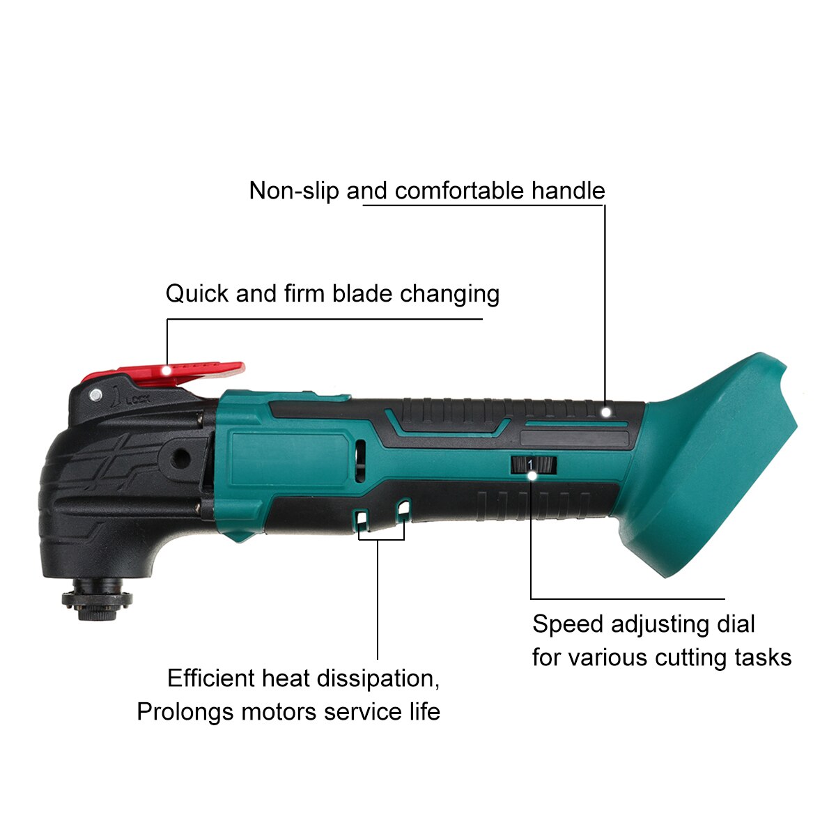 6 Speeds Adjustable Cordless Oscillating Multi Tool Variable Speed Renovator Woodworking Tool For 18V Makita Battery(No Battery)