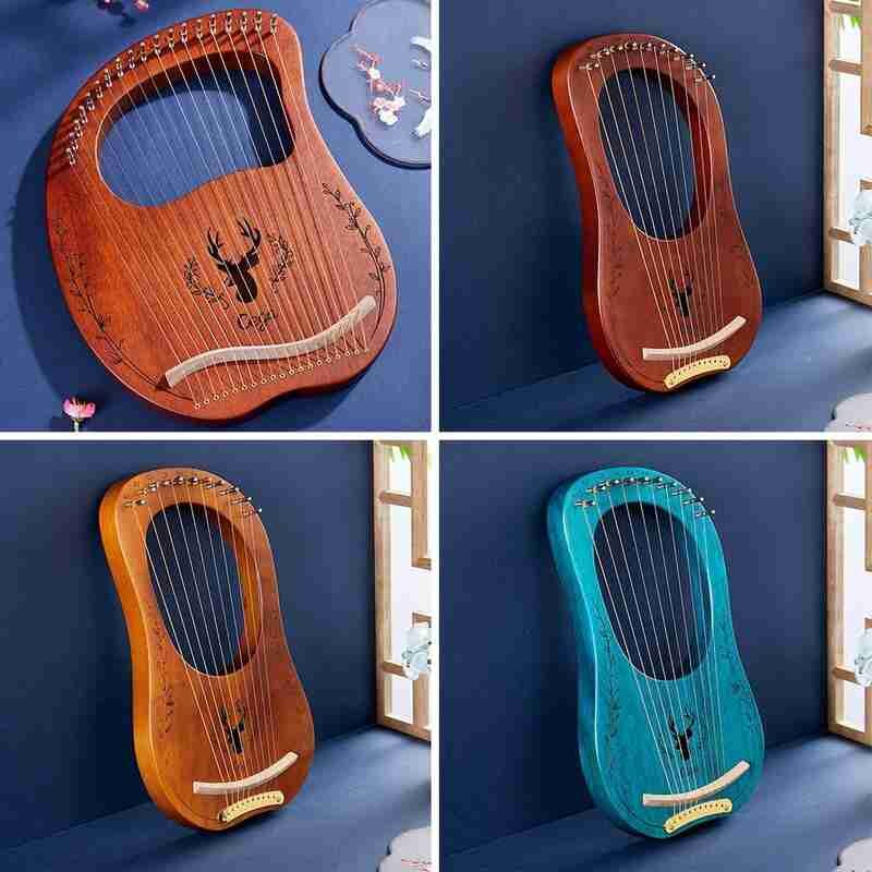 Lyre Piano-ARPA de madera de caoba de 19 cuerdas para instrumento Musical, 16 cuerdas de repuesto y llave inglesa de afinación con C8A4