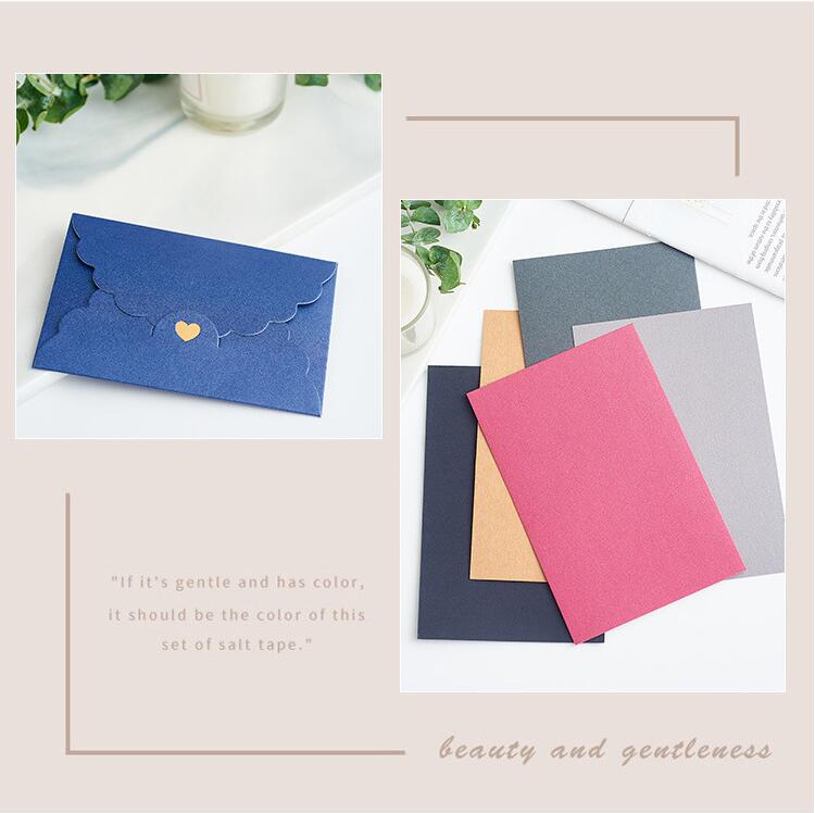 50pcs 10.5*7cm Pearlescent Kraft Paper Love Heart Envelope Mini Card Envelope Romantic Love Letter Paper Envelope