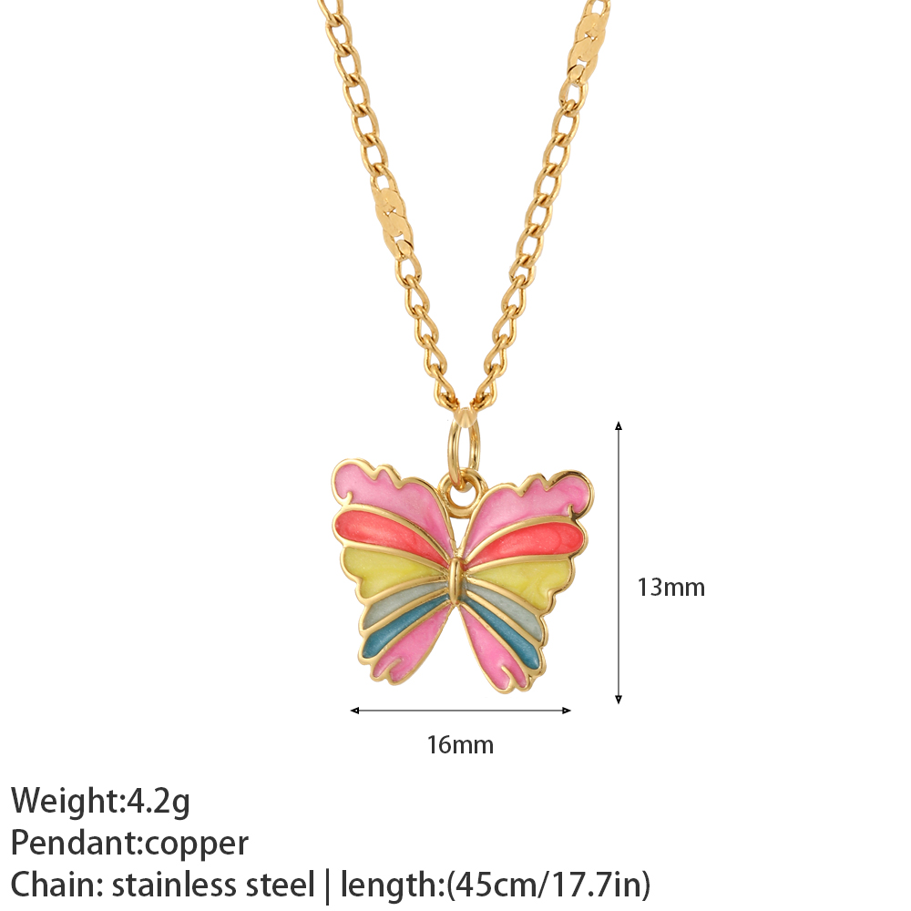 Collier à nœud pour femmes, pendentif en forme de cœur papillon mignon, couleur or, colliers à longue chaîne en acier inoxydable, Cadenas de cou Para Hombre en: Plaqué zinc noir