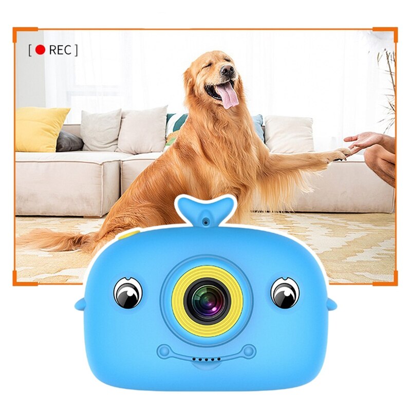 Cute Digital Camera Portable Children Camera 2000W HD Cartoon Dolphin 2 Inches IPS Screen Mini Camera Toy For Kids