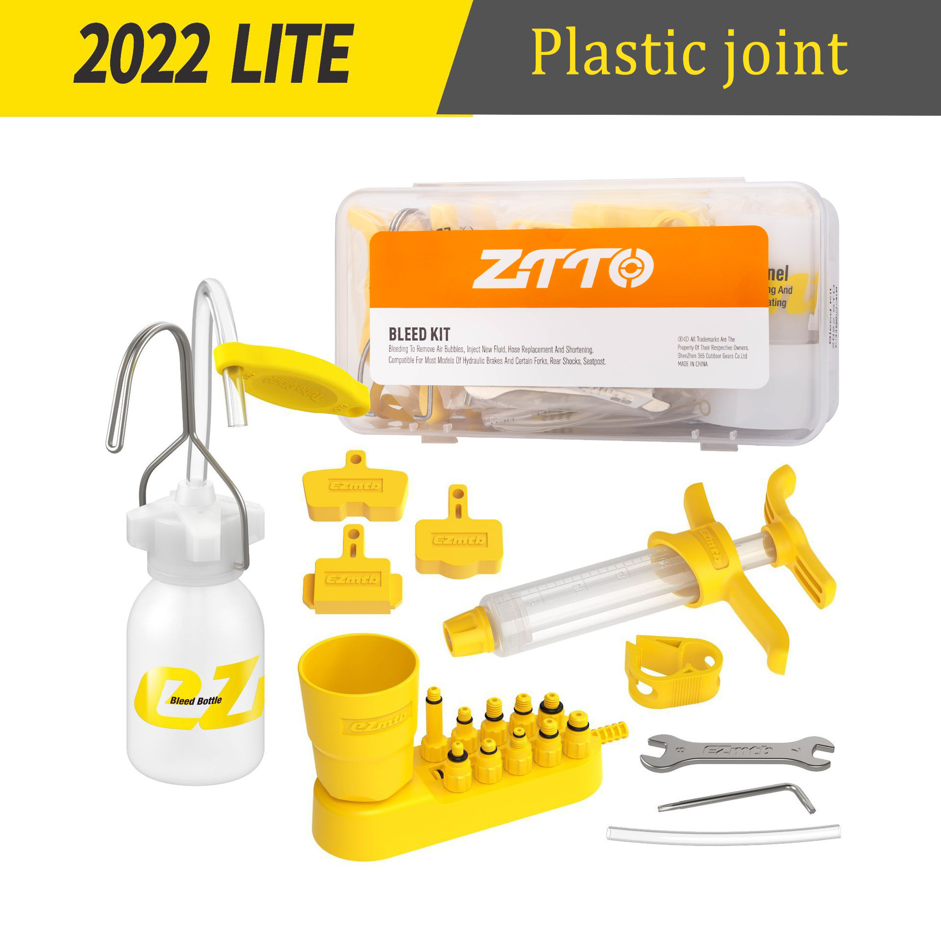 ZTTO Fiets Schijfrem Ontluchtingsset Universele MTB Hydraulische Remolie Tool met Metalen Fittingen Fietsen Onderhoudsapparatuur: WHITE