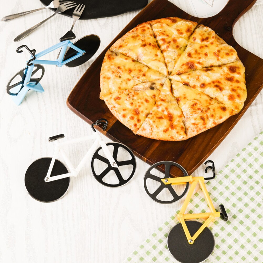 Roue de coupe Pizza velo acier inoxydable rouleau velo plastique hachoir a Pizza trancheuse Gadget cuisine coupe Pizza couteaux