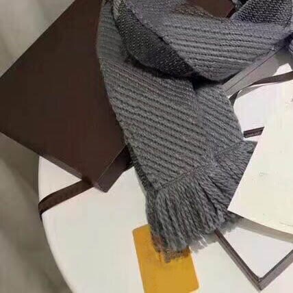 Mærke kvinder vinter tørklæde stribet ensfarvet bomuldsuld lang tørklæde: Grå