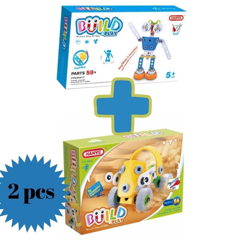 Hanye 2'li mette insieme Vidali Trainer Puzzle costruire e giocare Robot J7709 e Mini Car J312