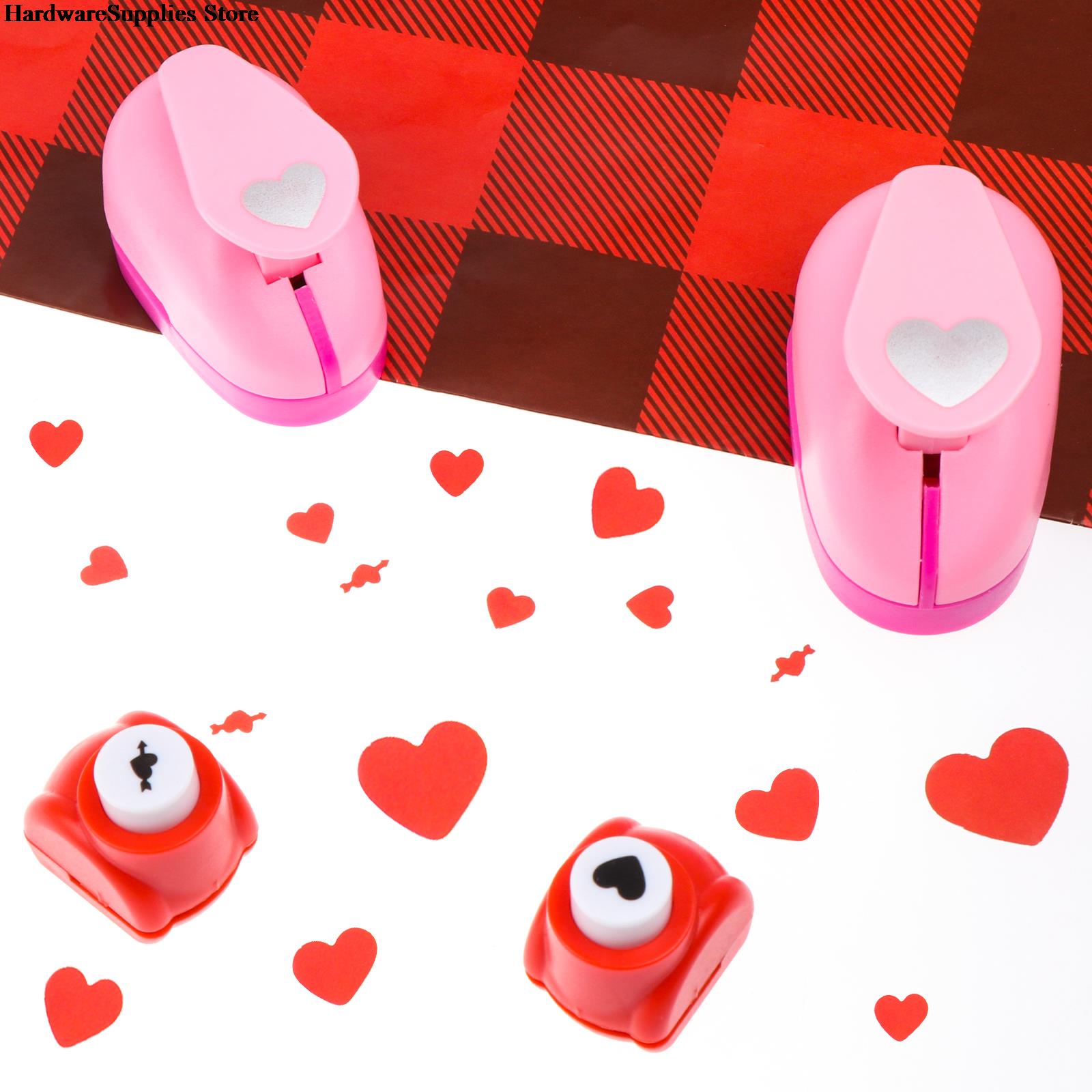 4pcs Heart Shape Paper Punch Craft Paper Hole Punch 0.9 Inch 0.6 Inch Scrapbooking Border Punchers Embossing