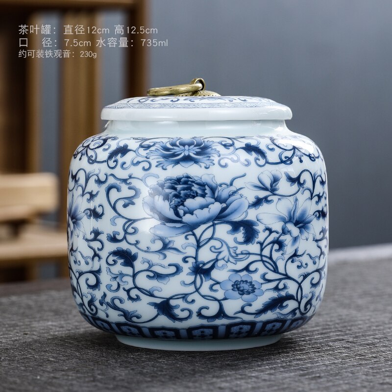 White Ceramic Tea Pot with Lid Home Moisture-proof Tea Bag Storage Box Retro Living Room Decoration Coffee Table Accessories: F