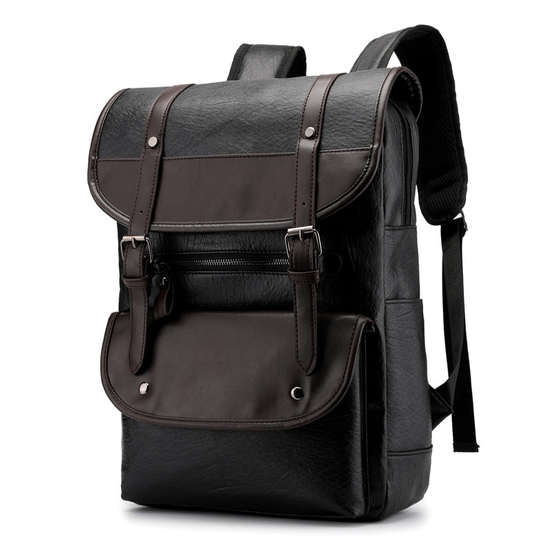 Mochila De Cuero Vintage para hombre, bolso para portátil, 15,6 pulgadas, para Notebook, mochilas de cuero, mochilas escolares, Mochila de viaje informal
