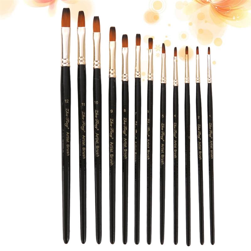 12 Pcs Painting Brushes Two-tone Practical Brush Set for Watercolor