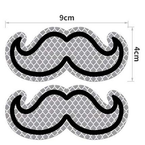 2PCS Eyes Reflective Decal Cartoon Beard Reflective Sticker Safety Warning Tape Flexible Stripes Car Decor Made with 3M: BeardDiamondWhite