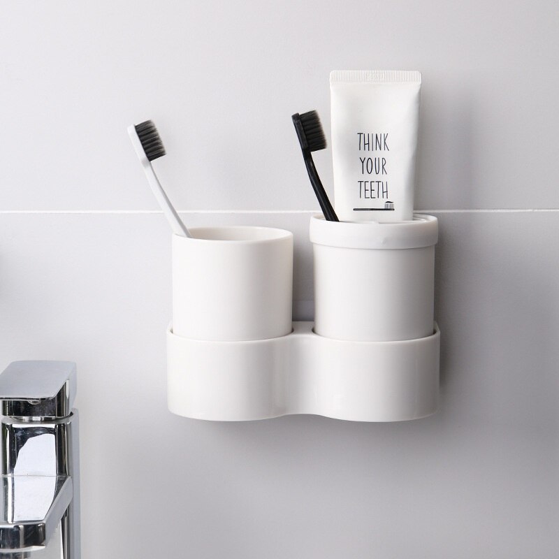 Tandenborstel Rack Muur Gemonteerde Badkamer Mond Cup Tandheelkundige Doos Bekerhouder Huishoudelijke Paar Gorgelen Cup Set