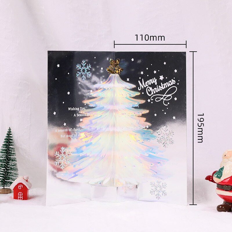 Kerst Fonkelende Dromerige Drie-Dimensionale Wenskaart Kerstboom Sturen Zegen Bericht Kaart: Olijf