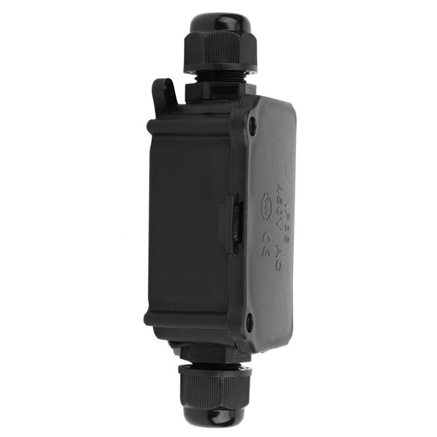 Wiring Junction Boxes IP66 Waterproof Junction Box 2 Way Black Dustproof Distribution Cable Connector Case
