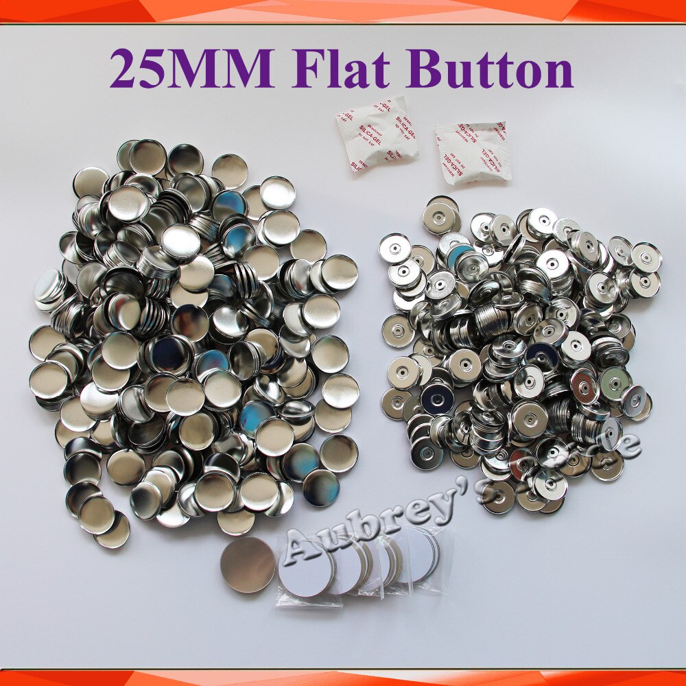 Juego de botones de insignia de acero plano, 1 ", 25mm, 100 piezas, Mylar, parte trasera, pegatina, botones de Metal, suministro de materiales para nevera, bolígrafo magnético