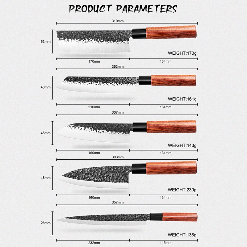 Japanese Chef Knives Set Forged Stainless Steel Meat Cleaver Salmon Fish Filleting Santoku Knife Kitchen Knife