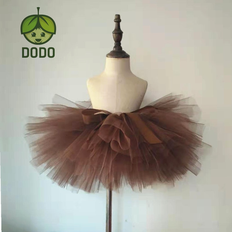 Tutu kjol kaffe brun färg barn flickor kostym tutu kjol handgjord fluffig balett dans julkläder barn