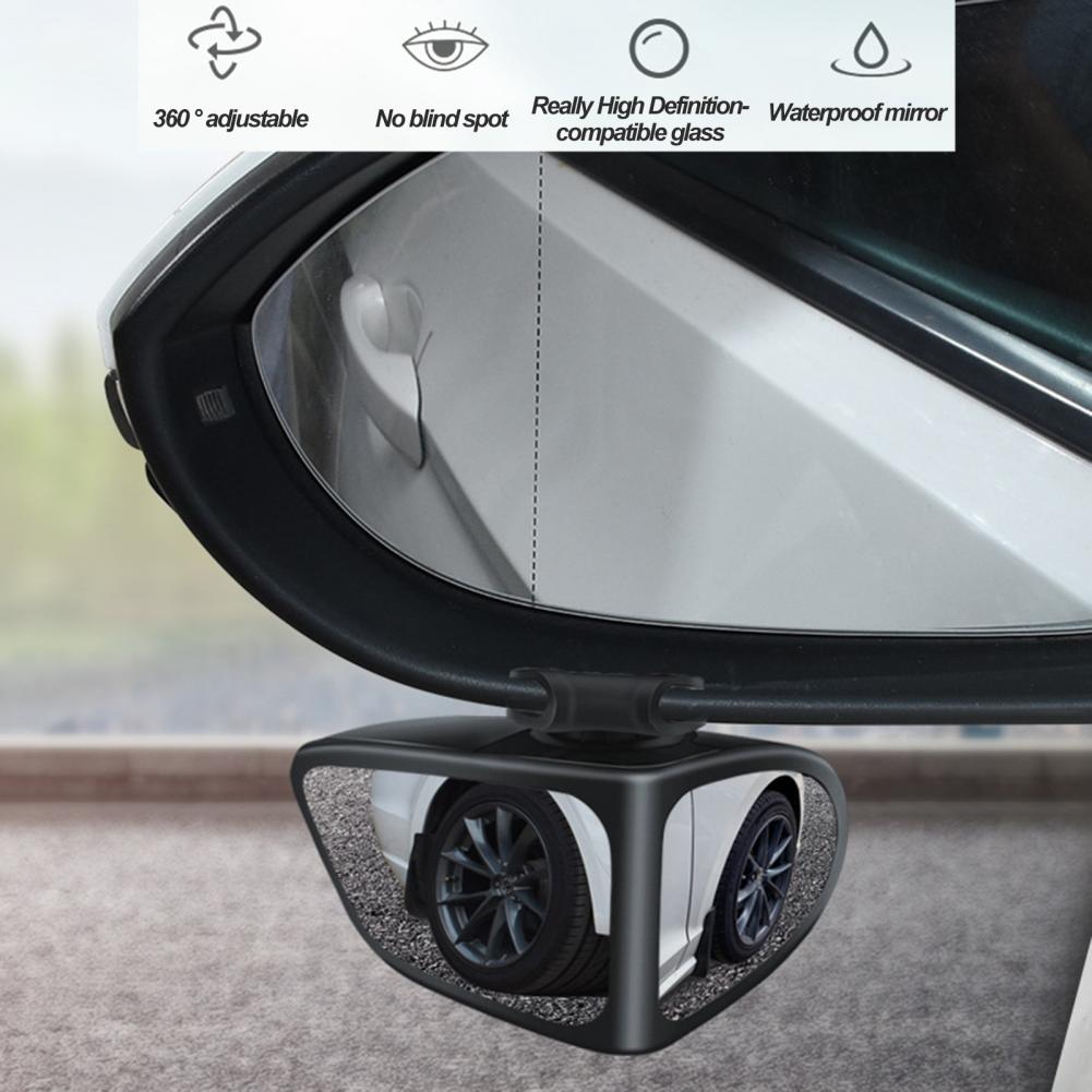 Espejo de punto ciego para coche, cristal transparente de doble cara 360 ° Espejo retrovisor izquierdo y derecho gran angular giratorio, espejo de asistencia de marcha atrás