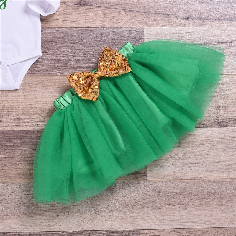 Ropa para niñas recién nacidas mi primer día de San Patricio, ropa para niñas, trébol, mameluco, niñas falda tutú, conjunto