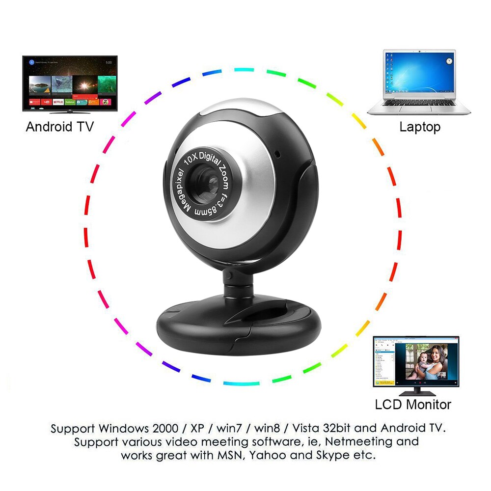 Webcam numérique USB 2.0, caméra avec micro, pour Skype MSN Window 7 8 Vista, Android TV, ordinateur portable