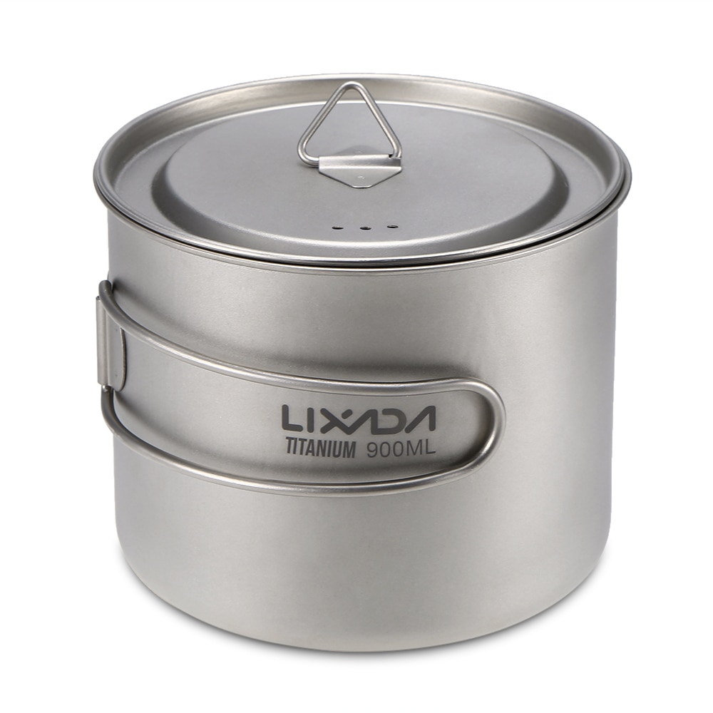 Lixada 900ml Ultralight Titanium Cup Mug Portable Hanging Pot Outdoor Camping Picnic Water Mug Cup Tableware Cookware with Lid