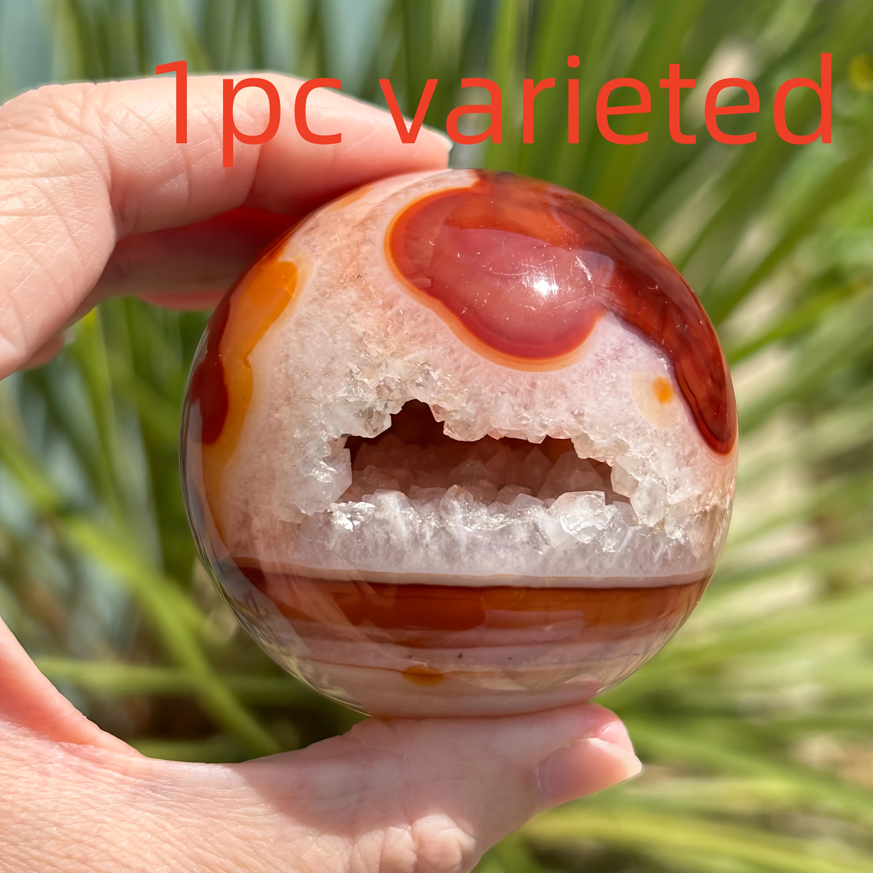 1 x rote rote Quarz-Quarzkugel – hohle glatte Oberfläche, glänzende Oberfläche, einzigartige Heimdekoration und für Halloween, Weihnachten: Licht Grau