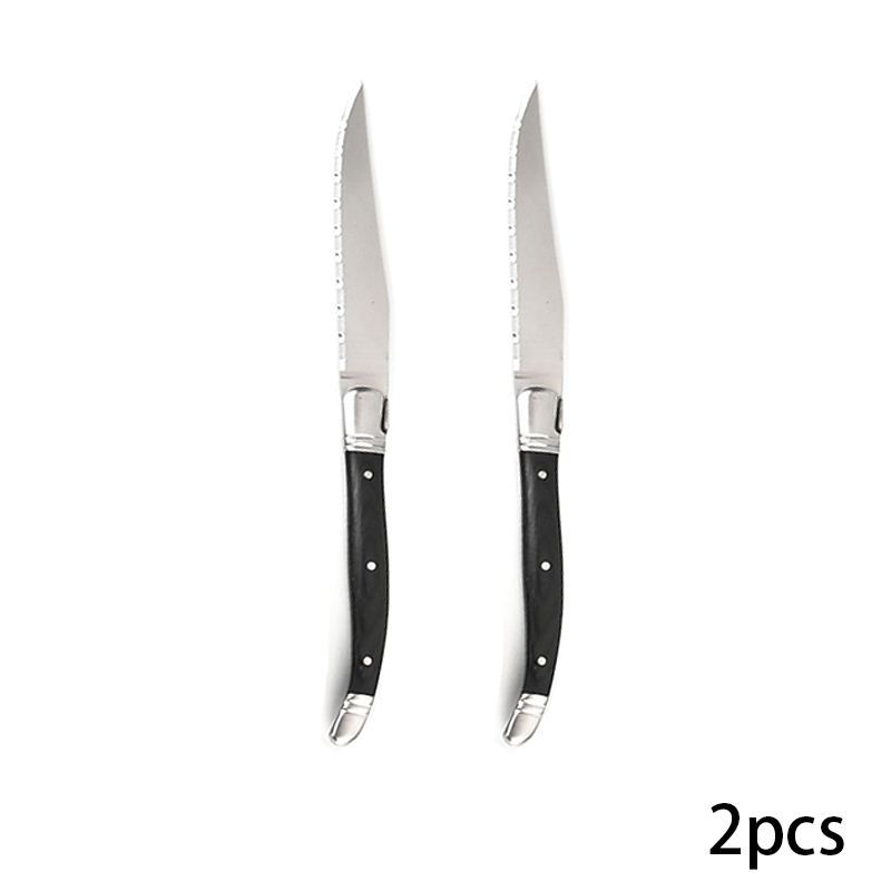 2/4/6pcs 9&#39;&#39; Laguiole Style Black Wood Dinner Knife Stainless Steel Steak Knives Table Knifes Restaurant Bar Dinnerware Set: 2pcs steak knives