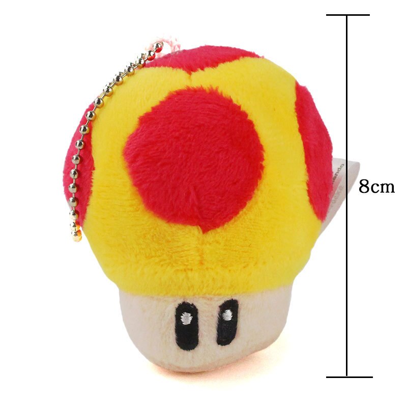 1Pcs 8Cm Super Mario Bros Mushroom Pluche Sleutelhanger Speelgoed Super Mario Bros Toad Mushroom Soft Gevulde Pluche Hanger voor Kids: 8cm Orange