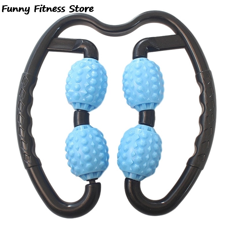 Ben massage rulle fitness motionscenter pilates sport yoga blok relaxer massage stick udstyr hjemme indendørs voksen 4 hjul foam roller: Blå