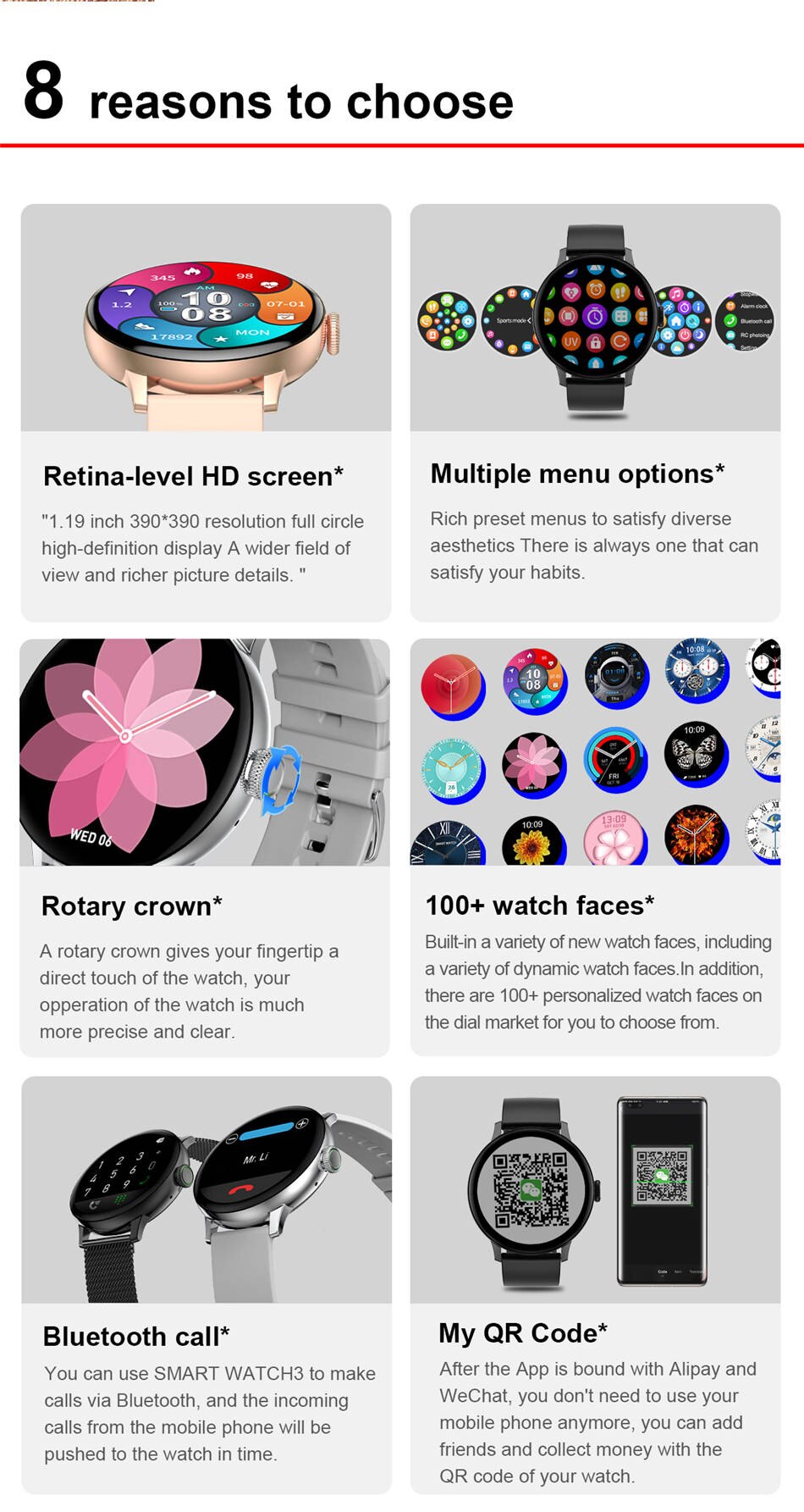 Smartwatch für damen , dt2 1.19 zoll-runddisplay, bluetooth-anruffunktion, herzfrequenzmesser, fitness-tracker für android und ios