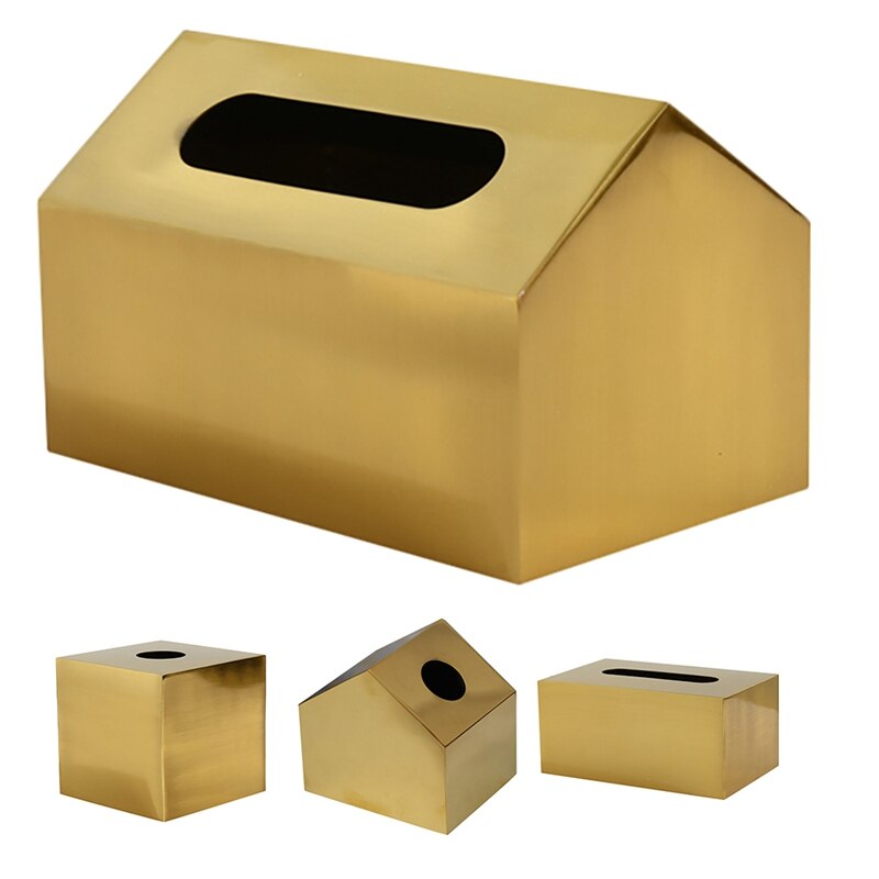 Boîte à mouchoirs en métal, carré, doré, Rectangle, géométrique, maison, bureau, rangement, Organization, salon, décoration de maison moderne, 1 pièce