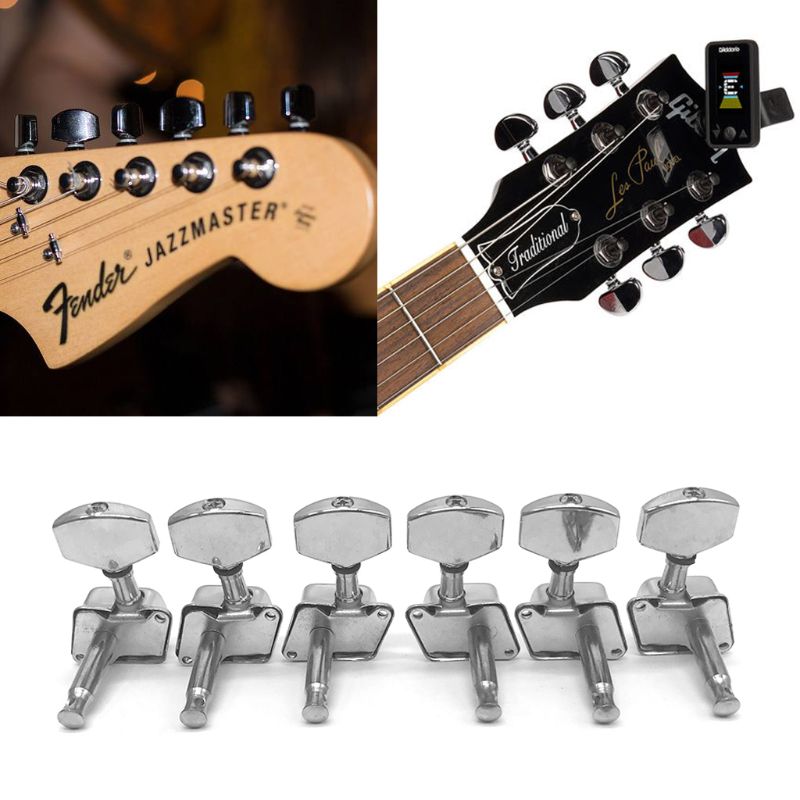 6 Stuks L/R Akoestische Gitaar Machine Head Knoppen Folk Guitar String Stemsleutels Tuner