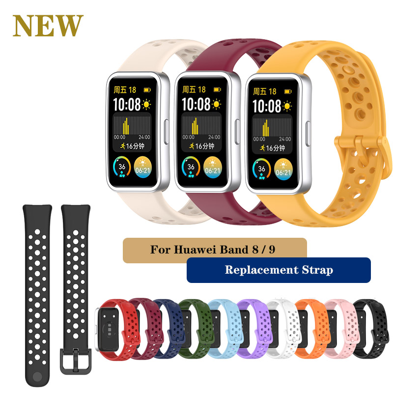 Bracelet de montre de sport respirant en Silicone pour Bracelet de remplacement Huawei Band 9/8