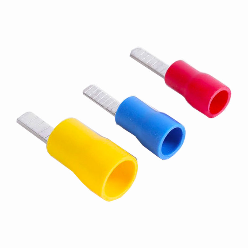 Terminal de hoja aislado de PVC, extremo de cable eléctrico, conector de engarzado de aguja plana, Terminal de prensa en frío de cobre puro, uso para AWG22-10