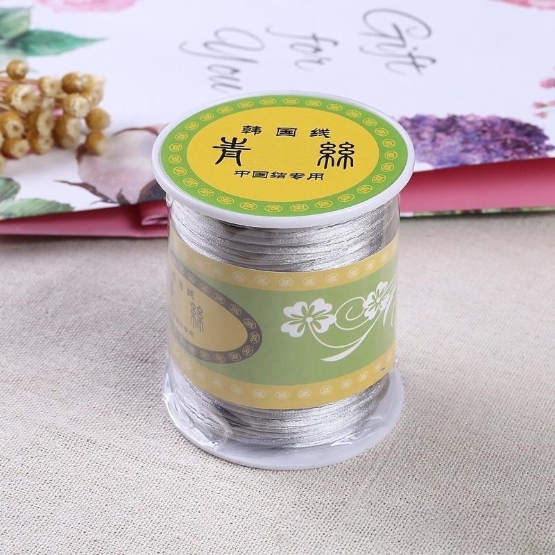 Sznurek nylonowy satynowy 80M/rolka, 1.5mm, robić makramy, bransoletek, chińskich węzłów, naszyjników i wyrobu biżuterii.: SZARY