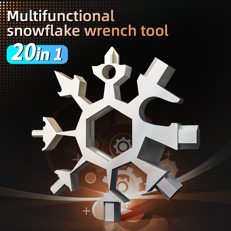 Universal Tragbare 18-in-1 EDC Schneeflocke Drehmomentschlüssel Multi-tool Werkzeuge Set Multifunktions Hand Werkzeuge Manuelle Werkzeug: Silber